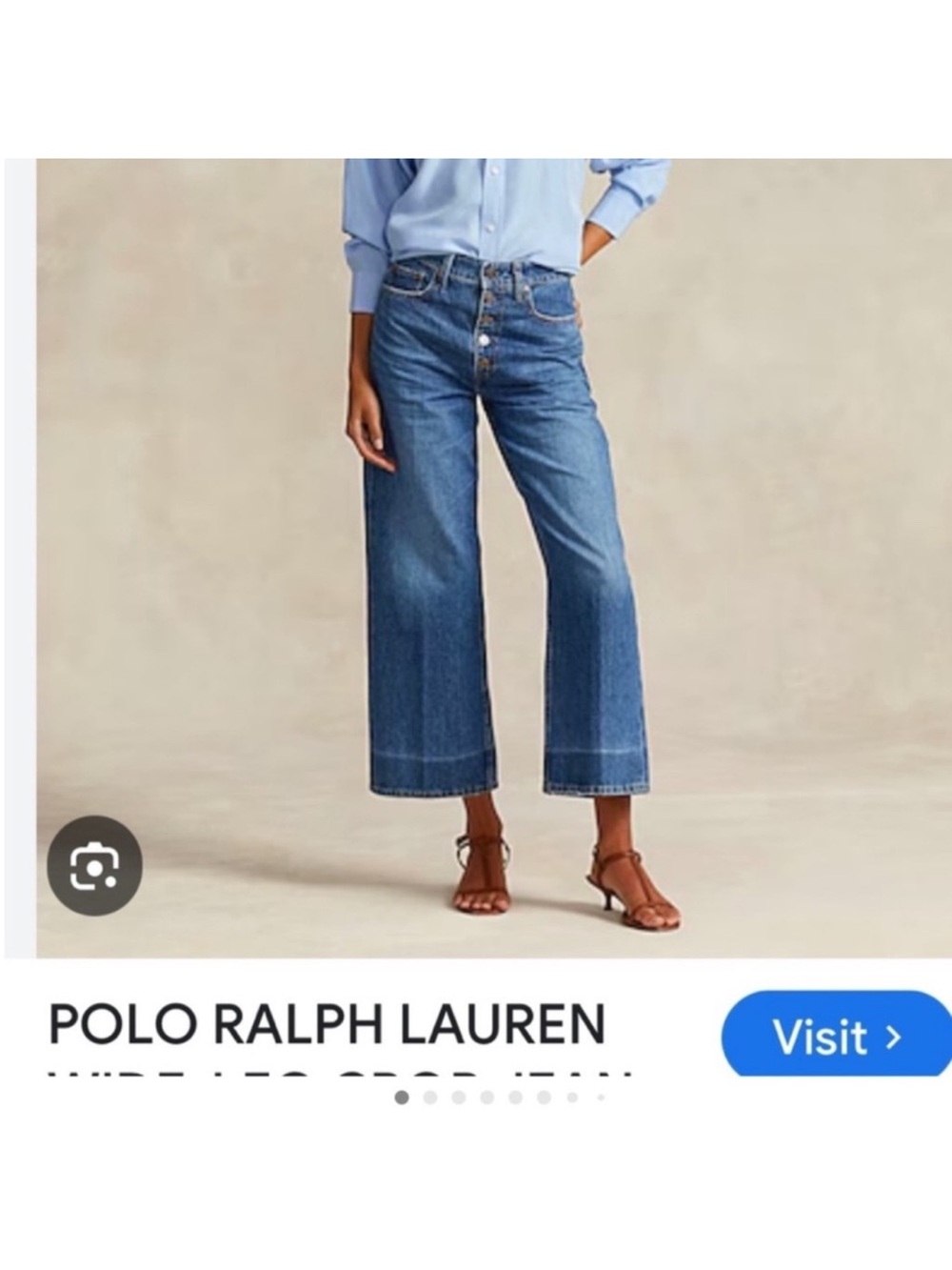 Polo by Ralph Lauren High-Rise Wide-Leg Crop Jeans - Blue Denim